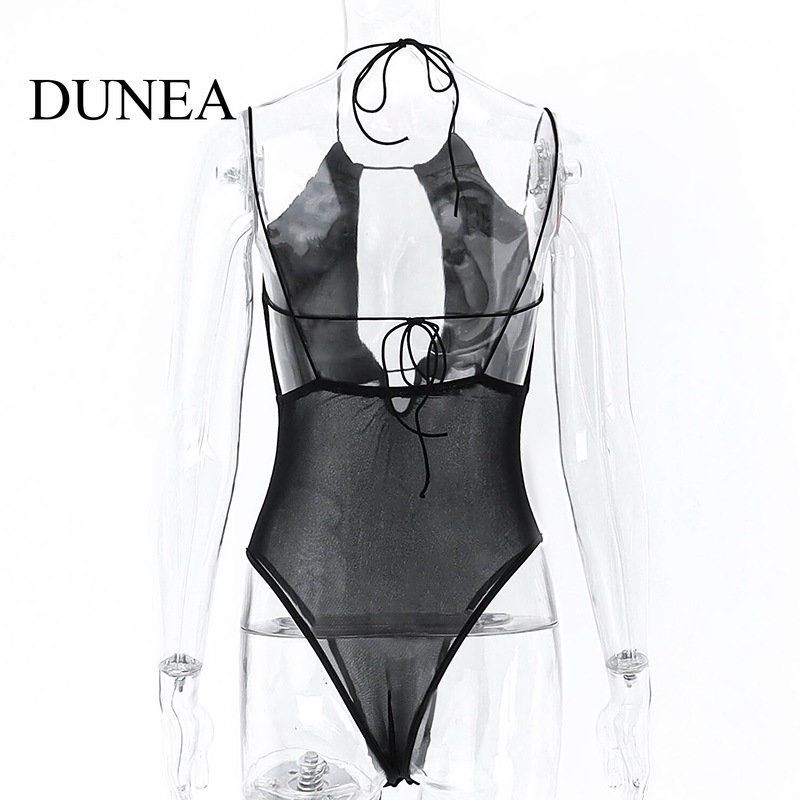 DUNEA Áo liền quần Lưới Cổ Yếm Gợi Cảm Cho Nữ