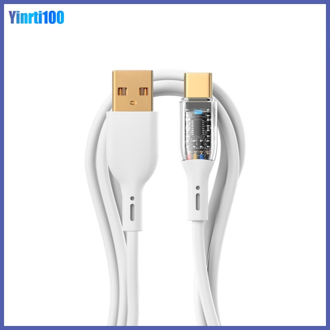 Cáp Sạc Nhanh Yinrti 66w Trong Suốt Có Đèn Cho Huawei 1m Type-c 6a