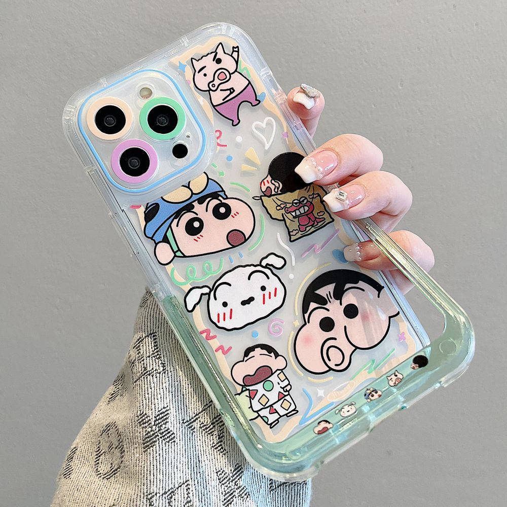 Ốp Điện Thoại TPU Dẻo Họa Tiết Hoạt Hình Cậu Bé Bút Chì Kèm Giá Đỡ Tàng Hình Cho IPhone 11 IPhone 14 13 12 Pro Max