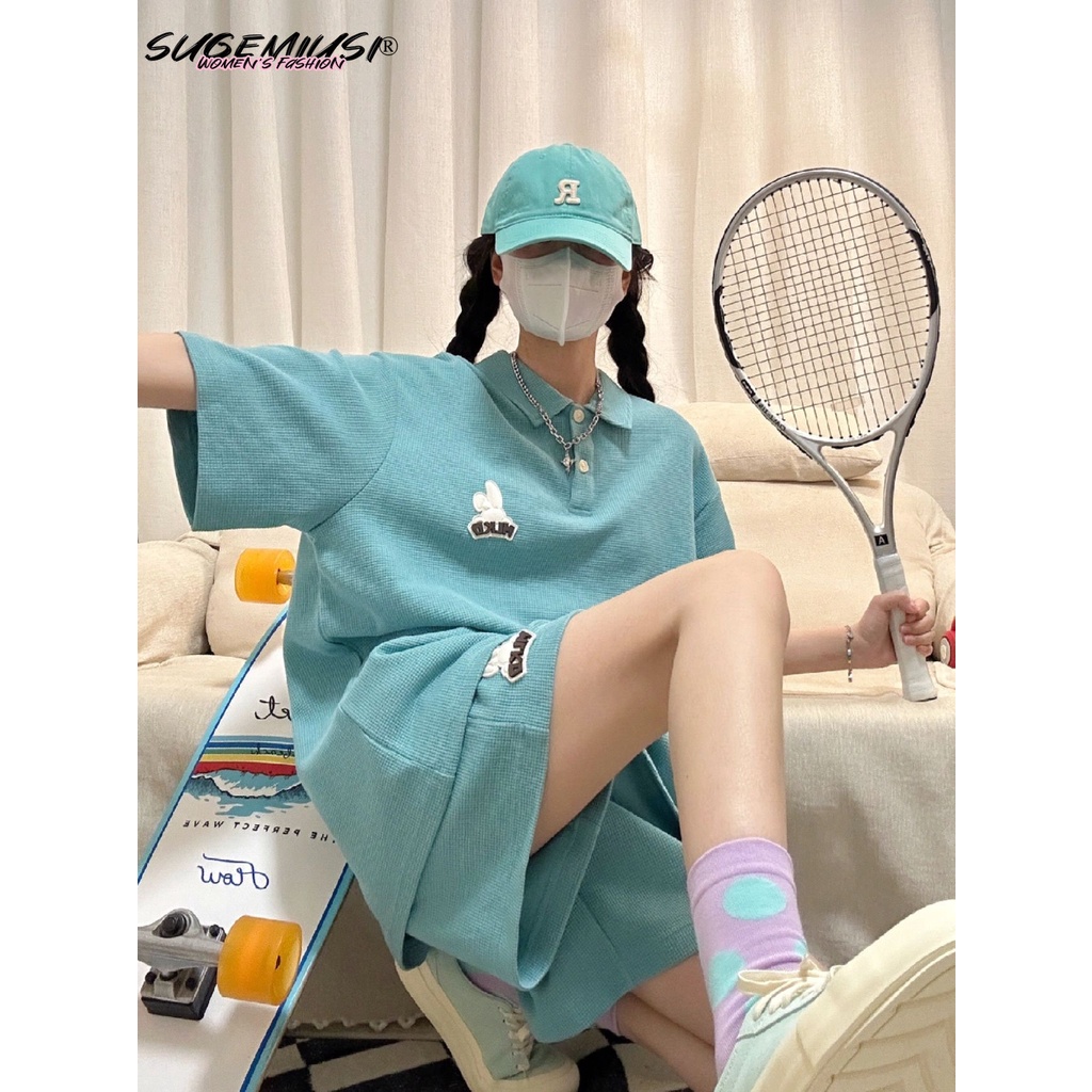 Sugemiusi Set Đồ Thể Thao Áo Thun Polo Ngắn Tay Và Quần Short Thời Trang Mùa Hè Cho Nữ