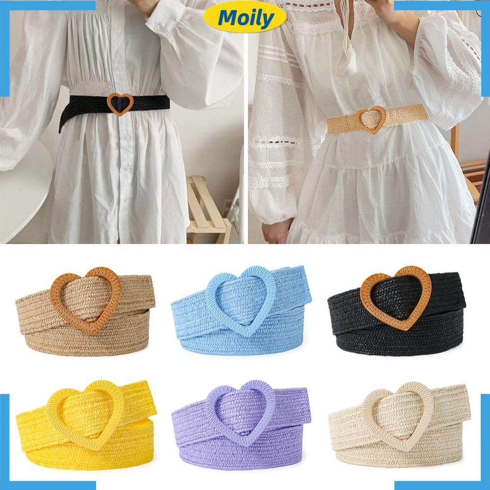 Thắt Lưng Đan Rơm Khóa Trái Tim Thời Trang Mùa Hè