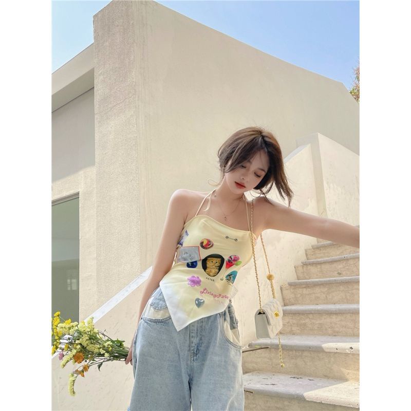 Áo Hai Dây Ôm Ngực Màu Trơn Phong Cách Desire Dễ Thương Cho Nữ