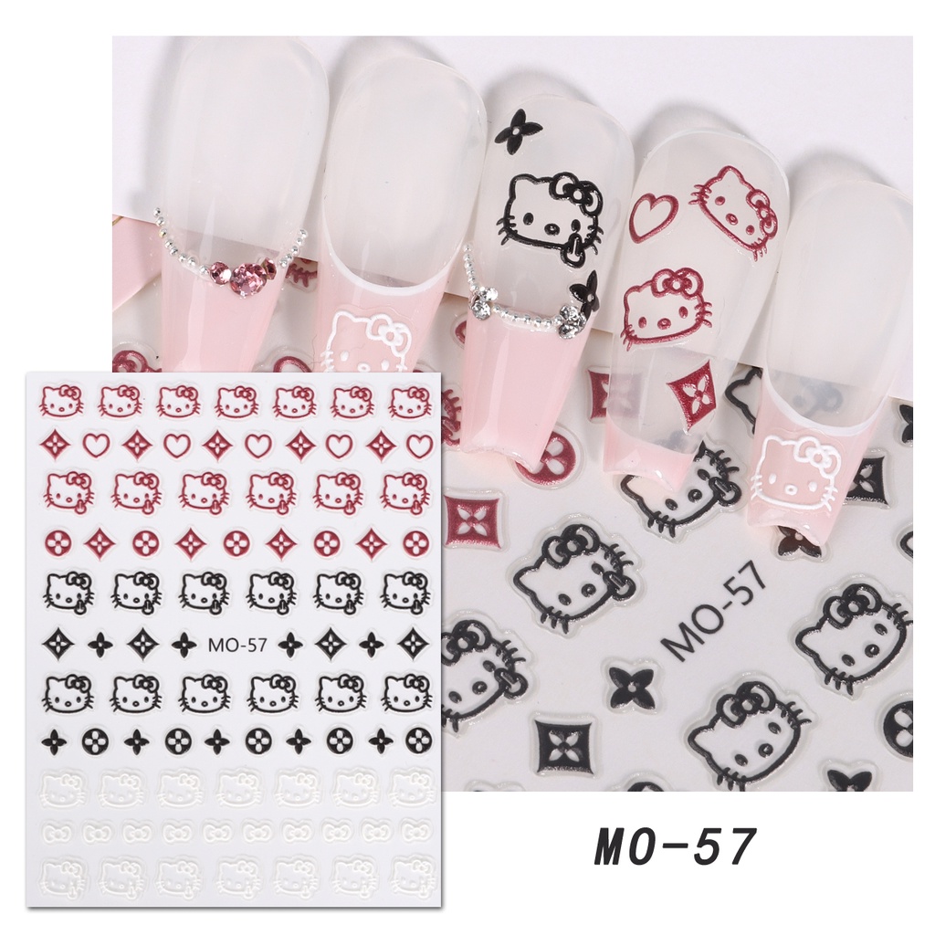 Miếng Dán Trang Trí Móng Tay 3D Dập Nổi Họa Tiết Mèo Hoạt Hình Dễ Thương Dành Cho Trẻ Em
