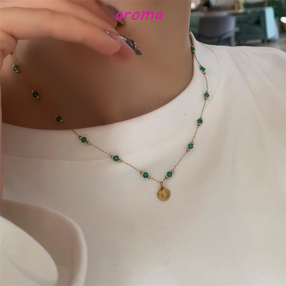 Vòng cổ Màu Xanh Lá Đính Hạt Thời Trang Cho Nữ|Vòng cổ Phong Cách Hàn Quốc