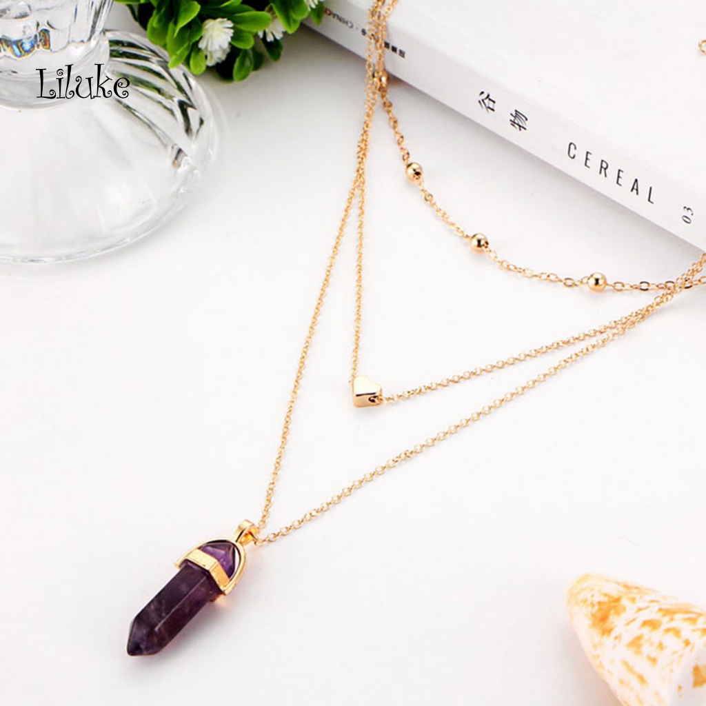 Lk Vòng Cổ Choker Đính Đá Pha Lê Giả Hình Lục Giác 3 Lớp Hình Trái Tim Ghép Phù Hợp Với Đám Cưới Dành