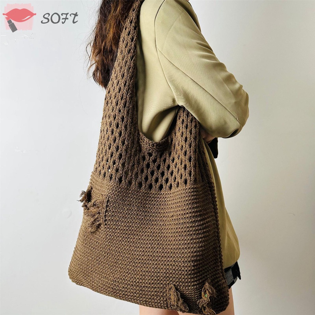 Túi Tote Đeo Vai Đan Móc Thời Trang