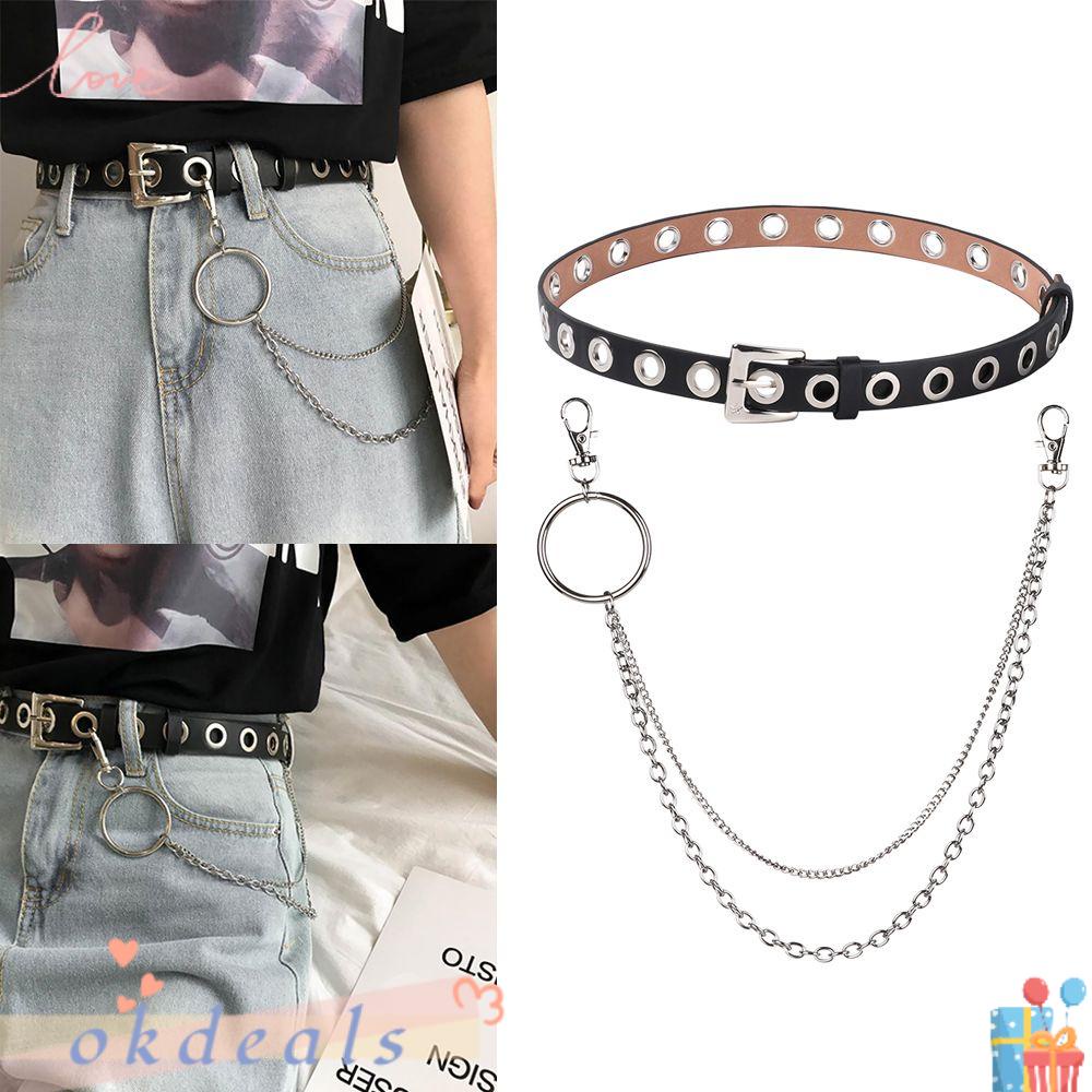 Thắt Lưng Da PU Phối Tua Rua Điều Chỉnh Được Phong Cách Punk Cá Tính