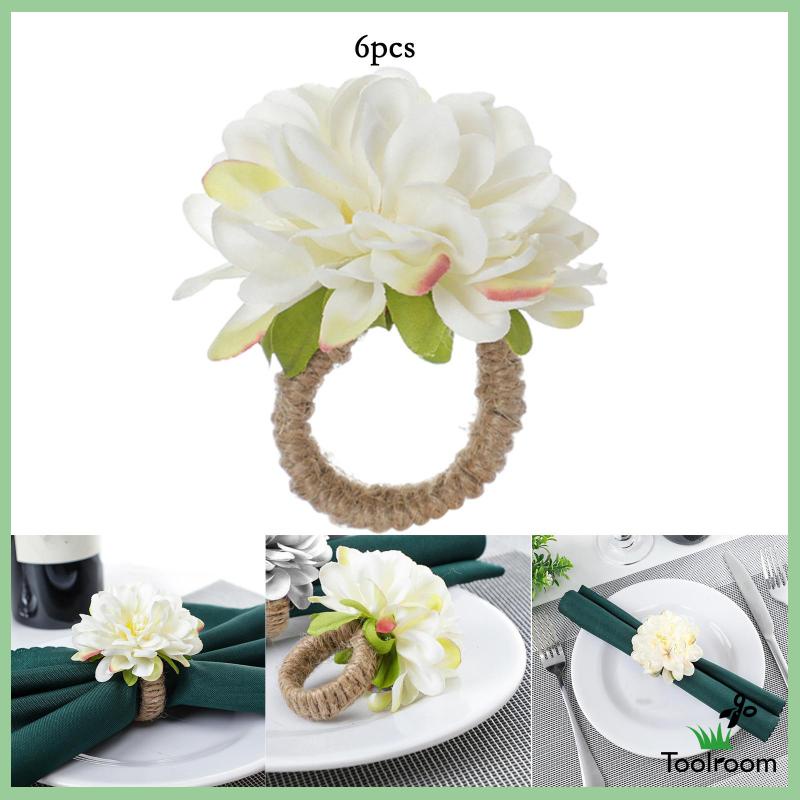 Bộ 6 Vòng Khóa Khăn Ăn Hình Bông Hoa Tiện Dụng Cho Lễ Tạ Ơn