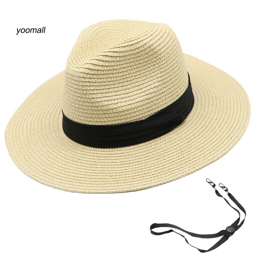 Mũ Rơm Vành Tròn Mềm Mại Chống Tia UV Màu Tương Phản Có Thể Gập Lại Cho Nam Và Nữ
