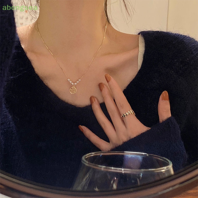 Vòng cổ Hạt Ngọc Trai Giả Chữ Hạt Fu Thời Trang Cho Nữ