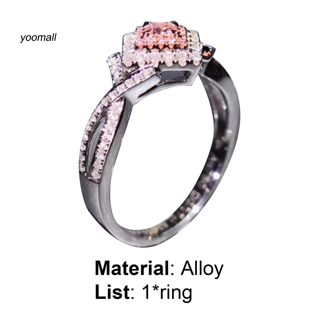 Nhẫn Hợp Kim Đính Đá Zircon Hình Vuông Sang Trọng Cho Nữ