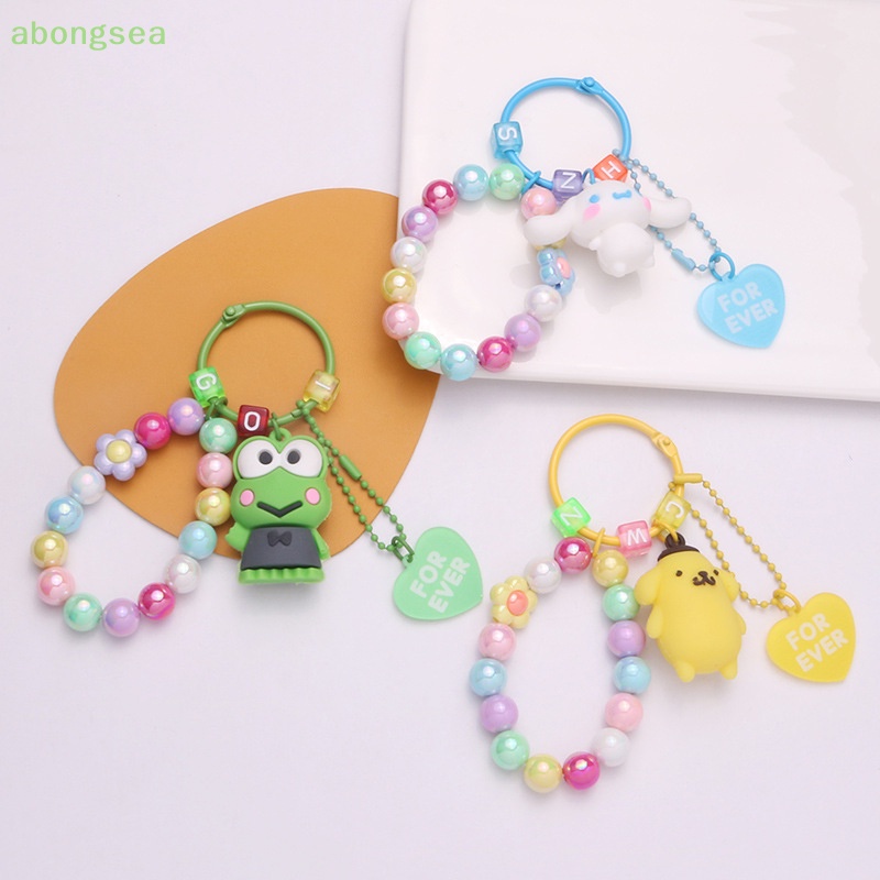 Abongsea Móc Khóa Silicon Màu Kẹo Ngọt Hình Chó Mèo Hoạt Hình Có Khối Lập Phương Cho Nữ