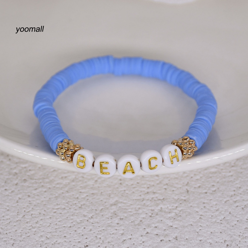 Vòng Đeo Tay Đất Sét Polymer Co Giãn Trọng Lượng Nhẹ In Chữ Phong Cách Boho Dành Cho Nữ