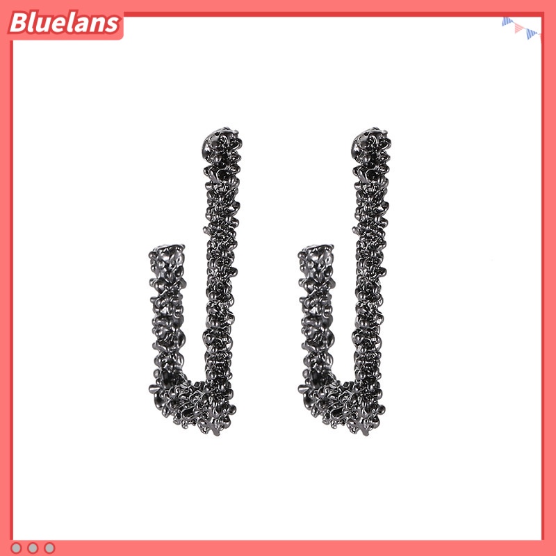 Bông Tai Hình Vuông Mặt Nhám Khắc Họa Tiết Cổ Điển Thời Trang