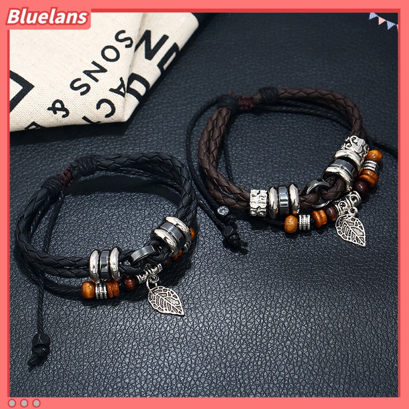 Vòng Đeo Tay Da Nhiều Lớp Thời Trang Cá Tính Cho Nam