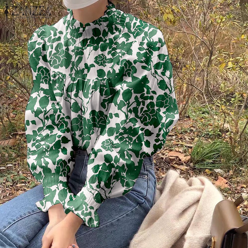 Zanzea Áo Nữ Tay Dài Cổ Cao Phong Cách Hàn Quốc Thời Trang