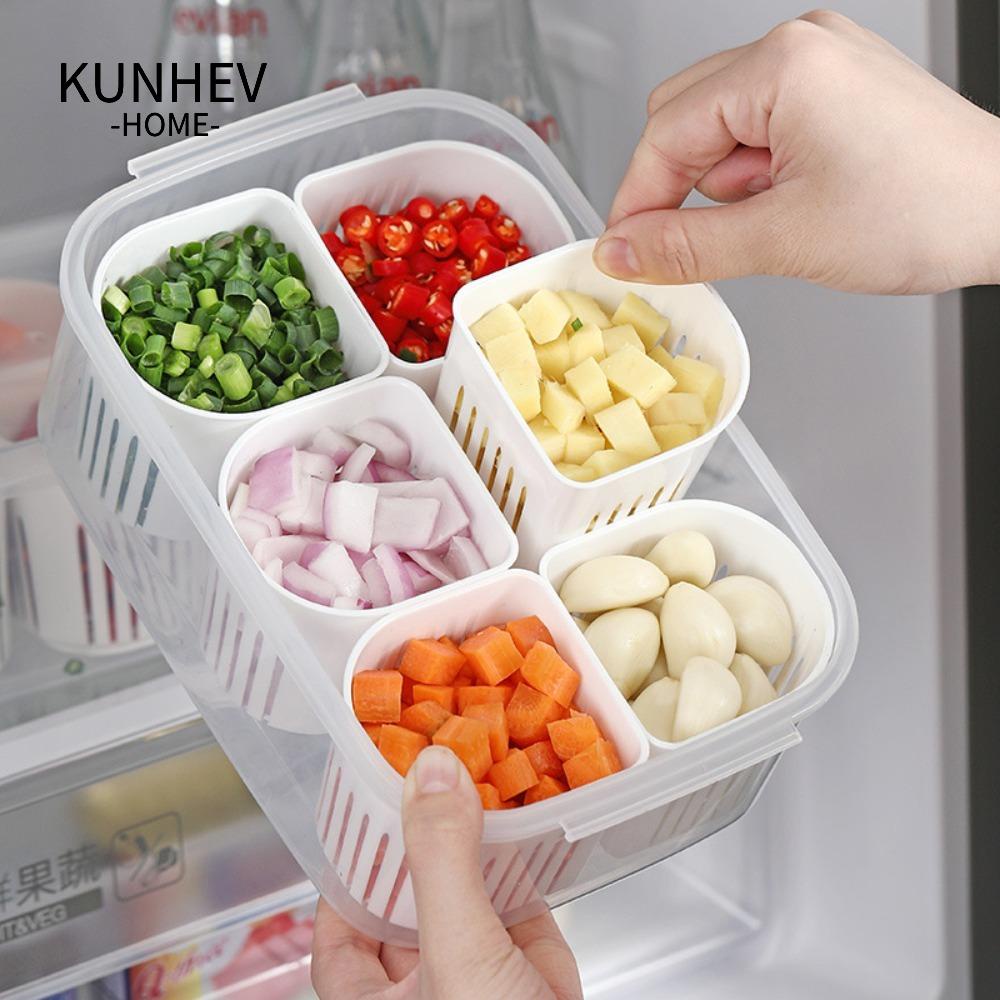 KUNHEV Hộp Đựng Tỏi Tươi Mát Trong Suốt Đa Năng Có Nắp Đậy Cho Tủ Lạnh