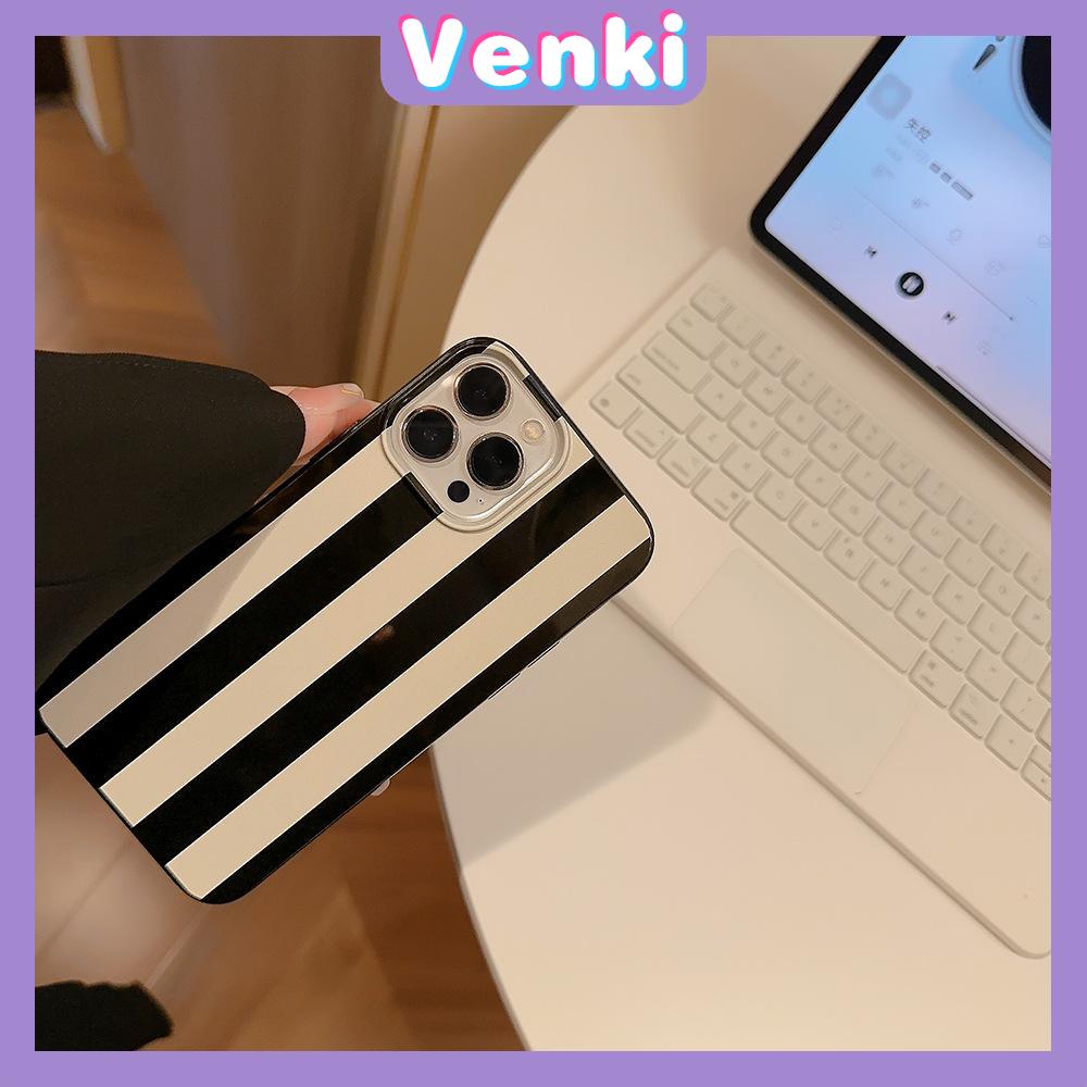 VENKI - Dành Cho iPhone 11 Ốp Lưng iPhone Đen Bóng TPU Mềm Chống Sốc Bảo Vệ Camera Sọc Đen Trắng Đơn Giản Tương Thích Với iPhone 14 13 Pro max 12 Pro Max xr xs max 7 8