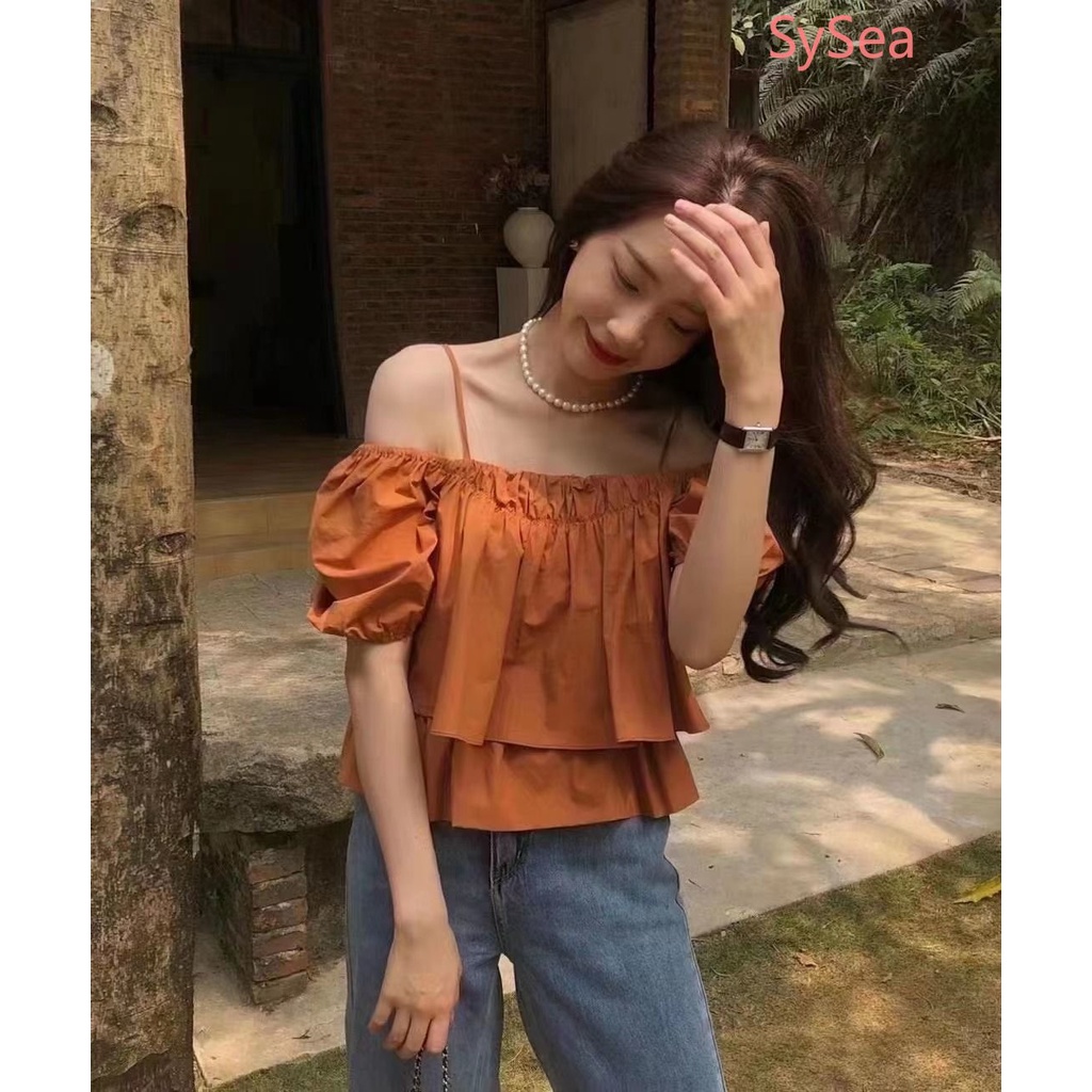 Áo Kiểu Tay Phồng Cổ Vuông Thời Trang Hè Trẻ Trung Cho Nữ