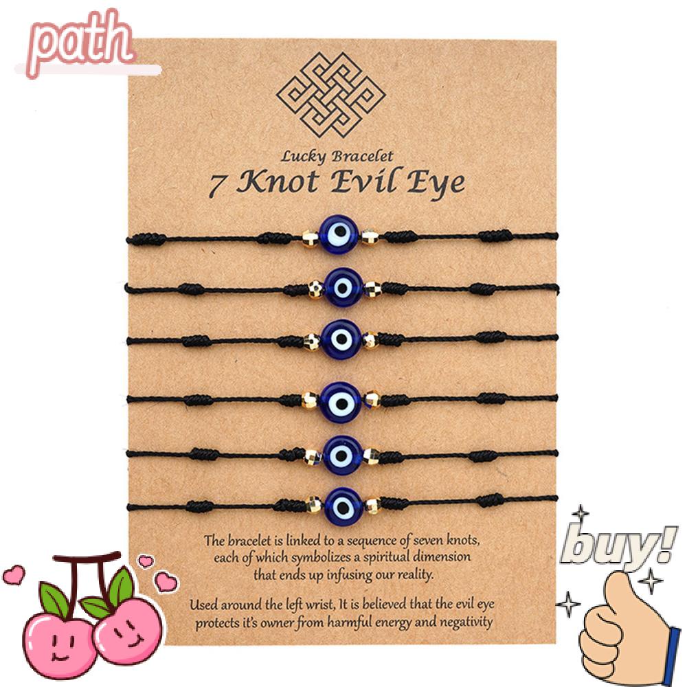 PATH Set 6 Vòng Tay Mắt Quỷ Màu Đỏ Có Thể Điều Chỉnh Cho Nam