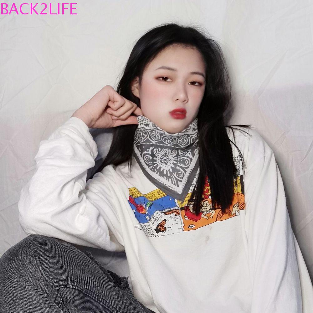 BACK2LIFE Khăn Choàng Cổ Vuông 58cm In Họa Tiết Hoa Phong Cách Hip hop Tinh Tế Thời Trang Cho Nữ 2Life