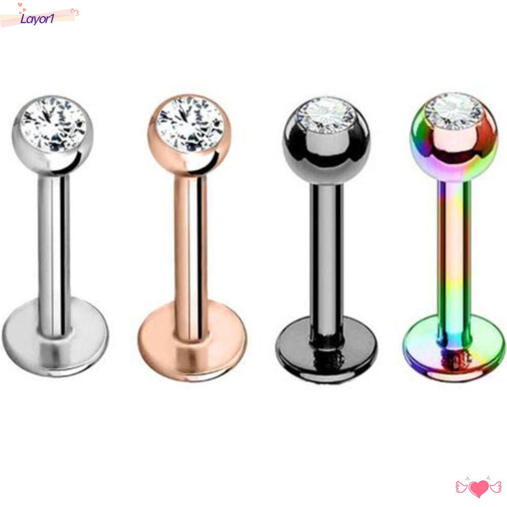 Layor1 Bộ Trang Sức Xỏ Khuyên Môi Bằng Thép Không Gỉ Đính Đá Quý Phụ Kiện Trang Trí Móng Tay / Mũi / Môi Tiện Dụng Chất Lượng Cao