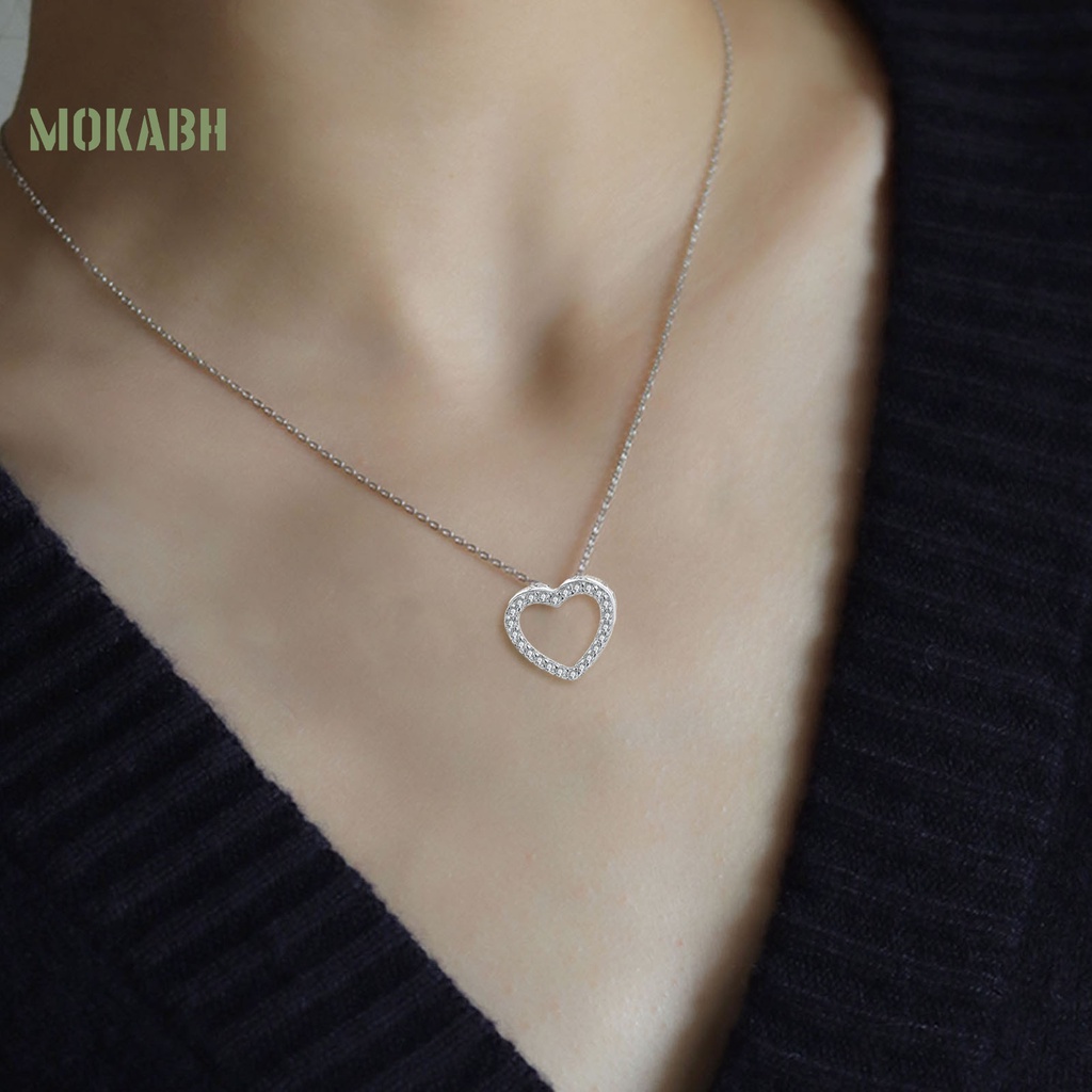 [Mok Abh] Vòng cổ Mặt Hình Trái Tim Và Thánh Giá Đính Kim Cương Giả Chống Rỉ