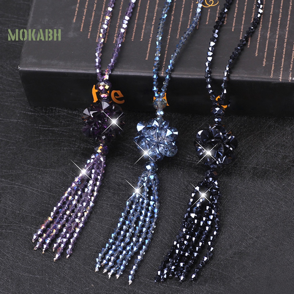 [Mok Abh] Vòng Cổ Nữ Hạt Pha Lê Giả Thắt Nút Dáng Dài Lấp Lánh Dễ Phối Đồ