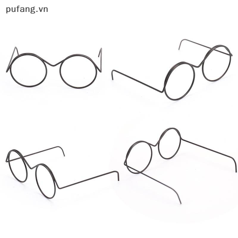 Pufang thời trang khung tròn không thấu kính retro kính búp bê mát mẻ cho phụ kiện búp bê vn