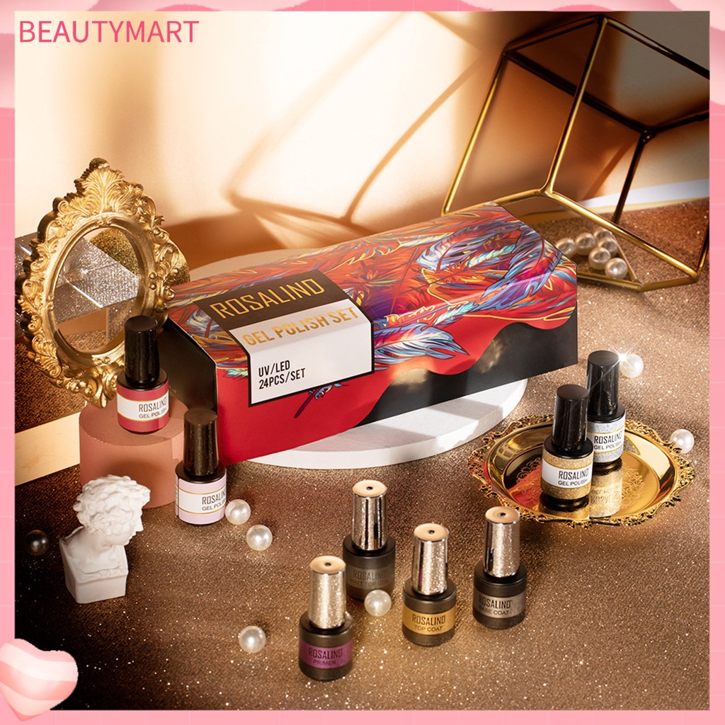Set 24 Sơn Móng Tay Gel UV Tạo Hiệu Ứng Đẹp Mắt DIY