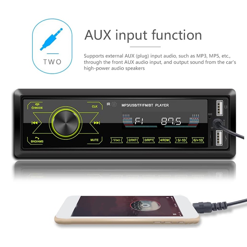 Màn Hình Cảm Ứng Bluetooth 4X60W 7 Màu 2USB / SD / AUX Bluetooth 87.5-108M Cho Xe Hơi