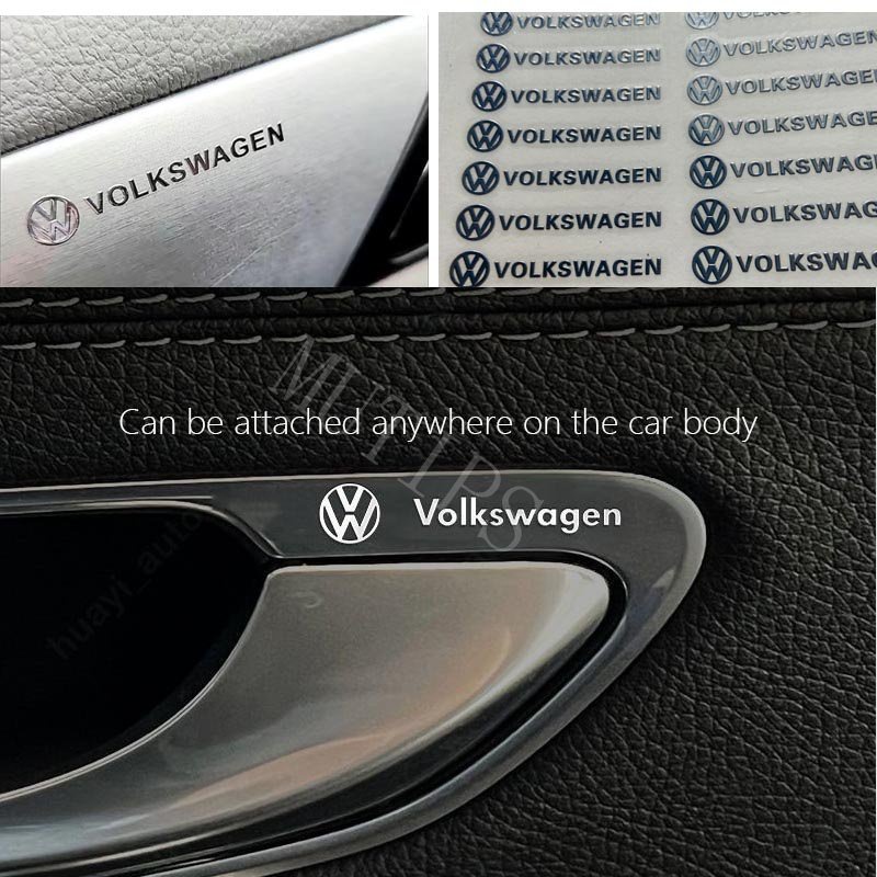Miếng Dán Kim Loại In Logo 3D Sáng Tạo Trang Trí Cửa Sổ Xe Hơi Volkswagen Polo Allspace Golf Scirocco T-Ccross Tiguan