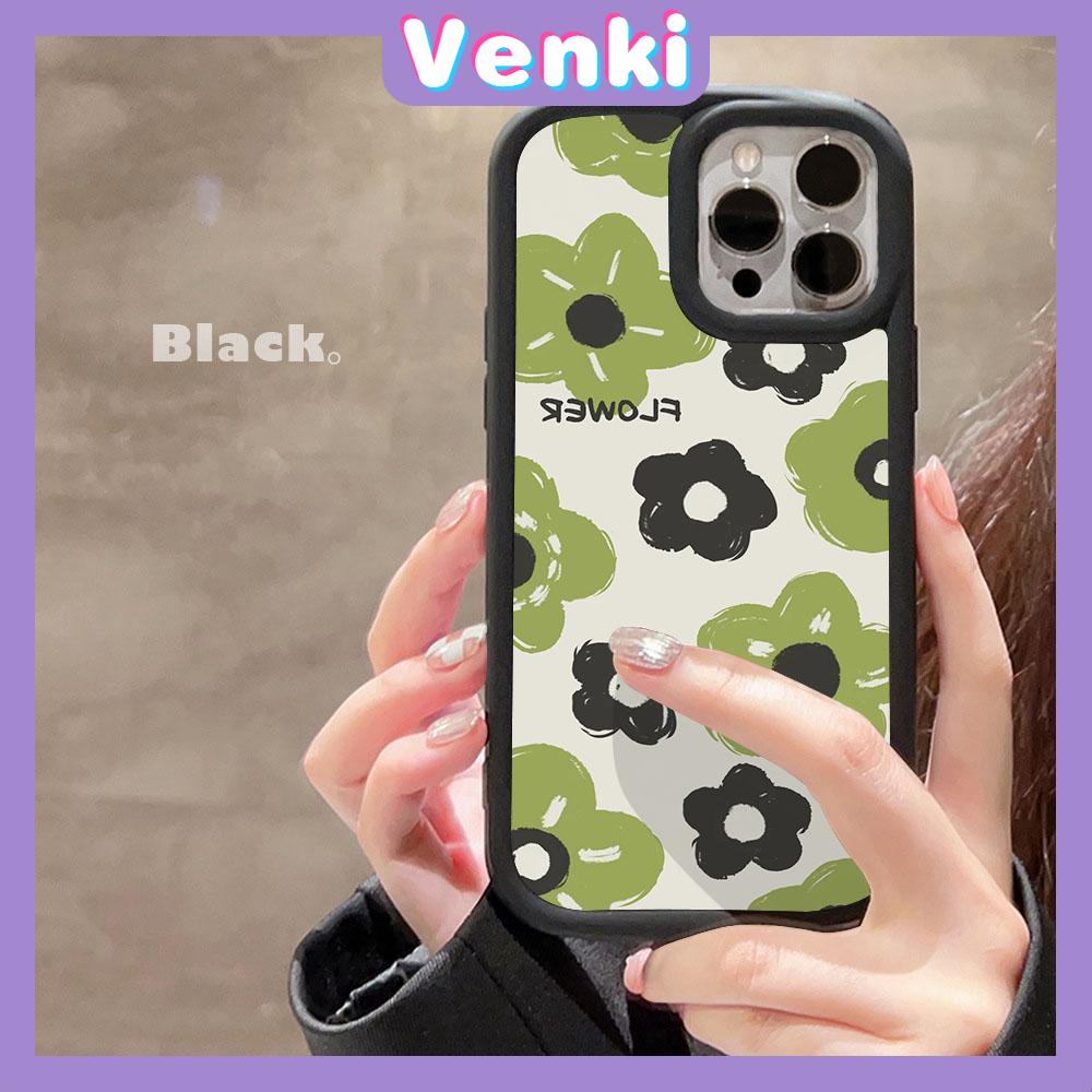 VENKI - Dành Cho iPhone 11 Ốp Lưng iPhone Mờ Vỉ Mềm Ốp Lưng Chống Sốc Màu Be Đen Bảo Vệ Camera Hoa Xanh Đơn Giản Tương Thích Với iPhone14 13 Pro max 12 Pro Max XR Xs 7 8Plus