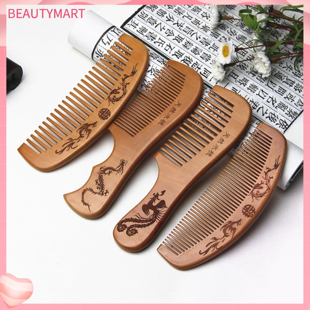 Lược Gỗ Đào Chải Tóc Mát Xa Da Đầu Chống Tĩnh Điện