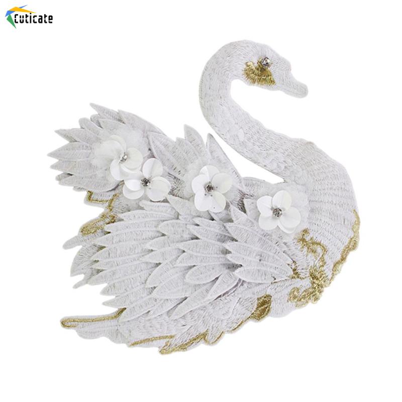Hình Dán Thiên Nga 3D Đính Kim Sa Trang Trí Quần Áo / Nón / Túi Xách