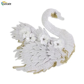 Hình dán thiên nga 3d đính kim sa trang trí quần áo / nón / túi xách