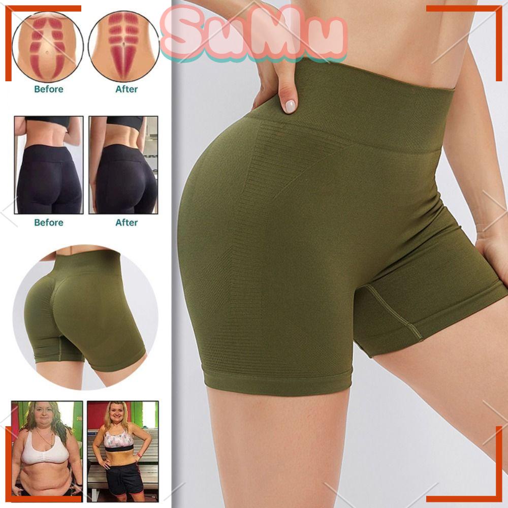 Sumu Quần Short Định Hình Nâng Mông Kiểm Soát Eo Màu Xanh Lá / Đen Thoáng Khí Cho Nữ
