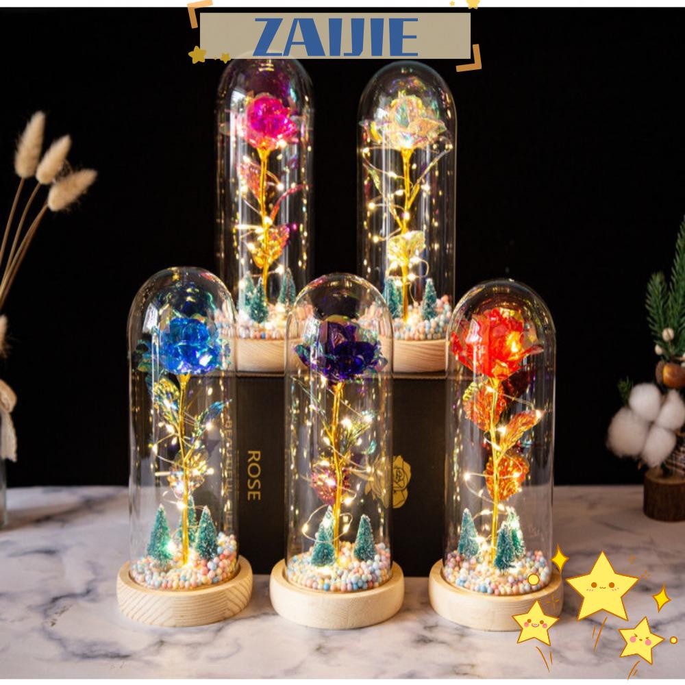 ZAIJIE24 Cây Trong Kính Vòm Đèn Vòm Đế Gỗ Trang Trí Lễ Hội