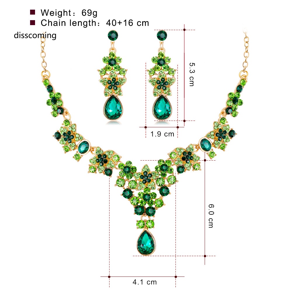 Sl| Bộ Vòng cổ Pha Lê Nhiều Màu Sắc Xinh Xắn Cho Cô Dâu