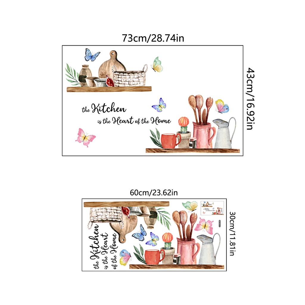 Giấy Dán Tường Tự Dính Chống Thấm Nước Họa Tiết Bướm Hoạt Hình Nhiều Màu Sắc 30x60cm Có Thể Tháo Gỡ Trang Trí Nhà Bếp