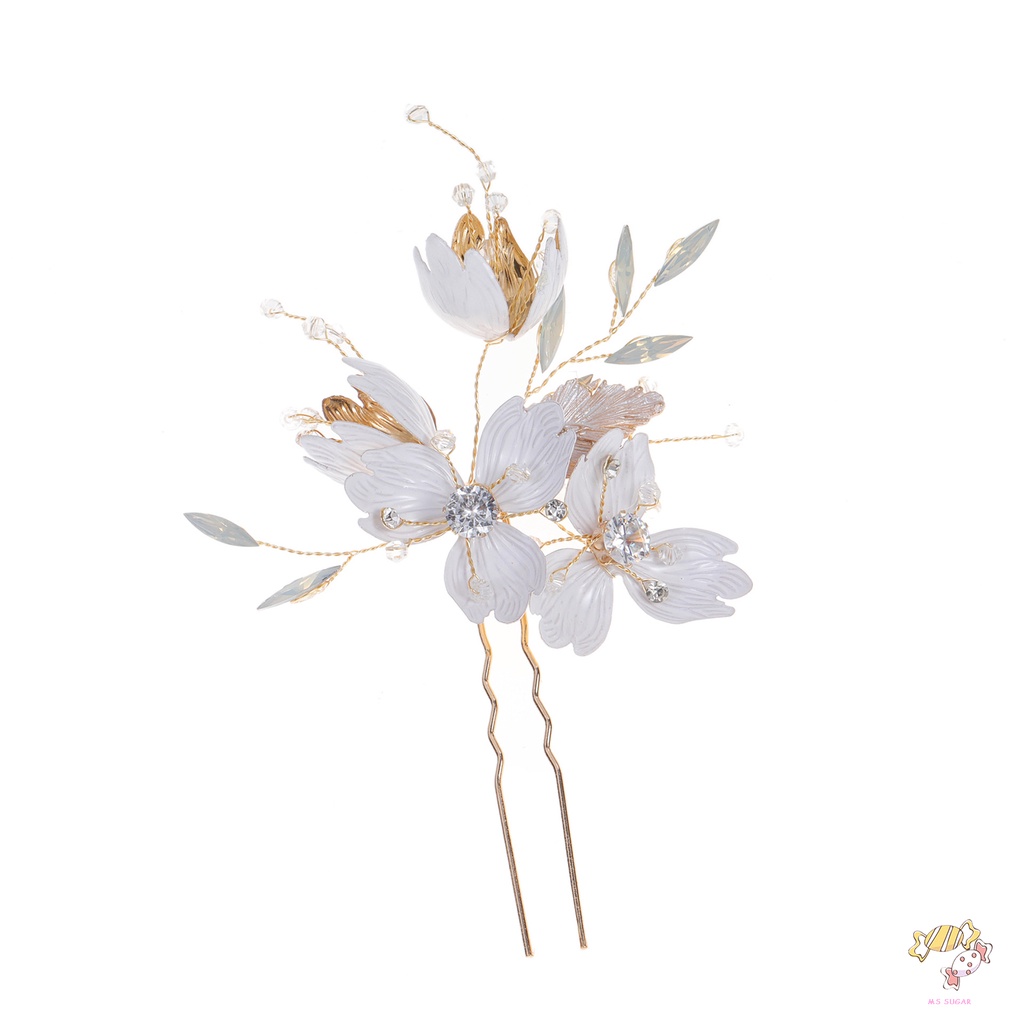 YADORNOS Trâm Cài Tóc Chữ U Hình Hoa Đính Ngọc Trai Bằng Hợp Kim Cho Cô Dâu