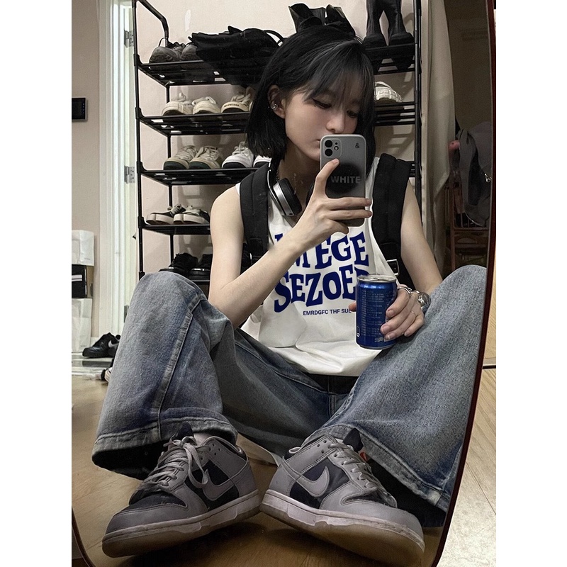 NRVP Áo Thun Nữ Không Tay 100% Cotton Thời Trang Hàn Quốc