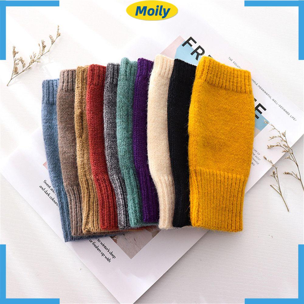 MOILYVN Găng Tay Len Hở Ngón Màu Sắc Thời Trang
