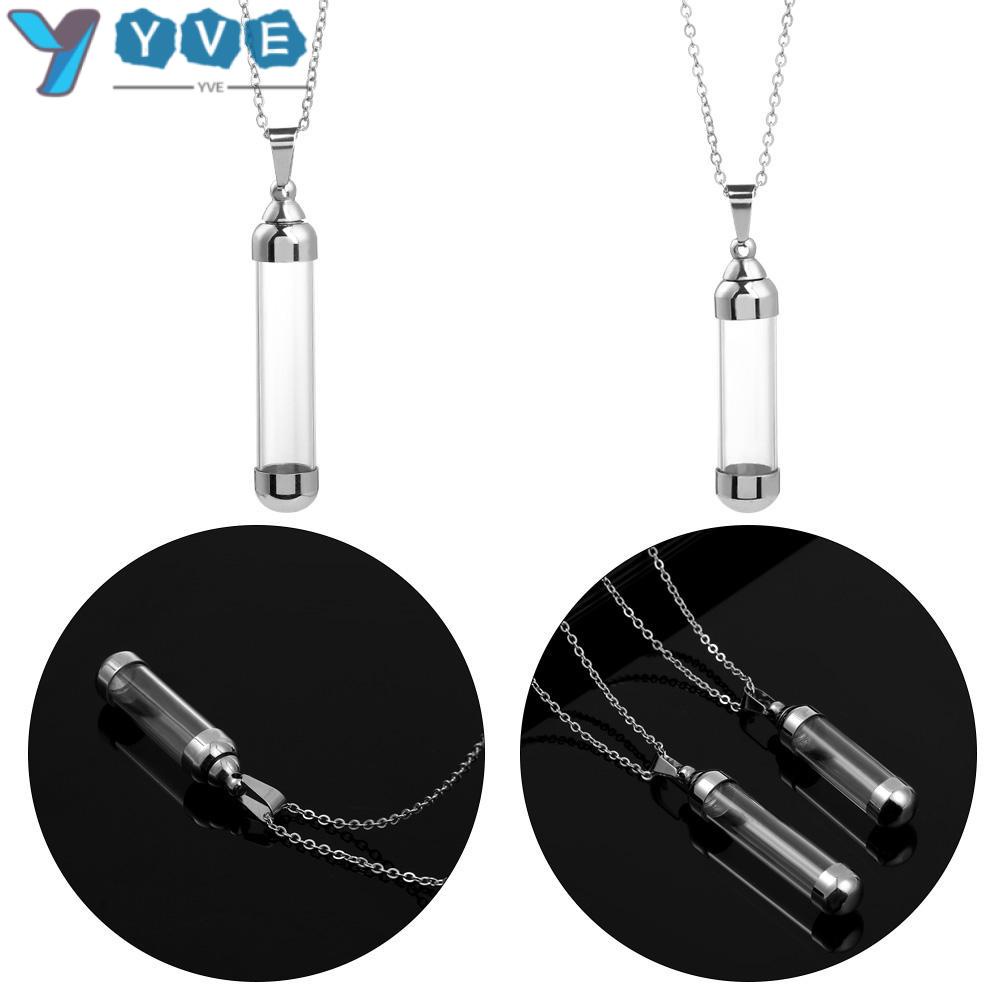 YVE Vòng cổ Mặt Kính Thép Màu Tro Cát May Mắn