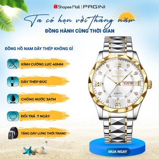 Đồng Hồ Nam Pagini PA3388 dây thép không gỉ, kim dạ quang