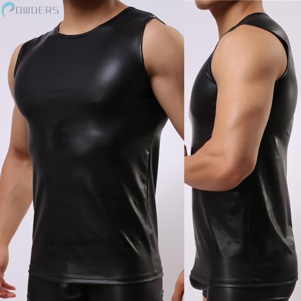 Áo Ba Lỗ Giả Da Thoáng Khí Gợi Cảm Thời Trang Cho Nam
