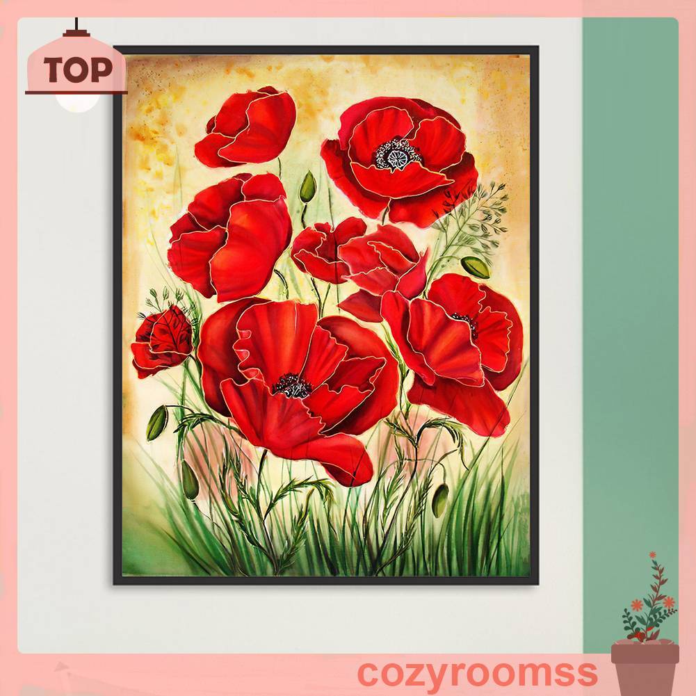 Tranh Đính Đá Kim Cương Toàn Bộ 5D DIY Hình Vẽ Hoa Trang Trí Nhà Cửa