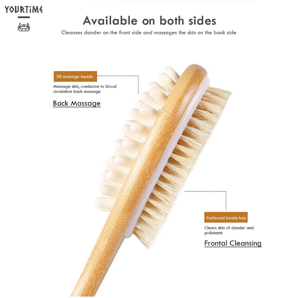 Bàn Chải Mát Xa Tẩy Tế Bào Chết Lưng Hai Mặt Bằng Gỗ Kèm Dây Thừng Cho SPA