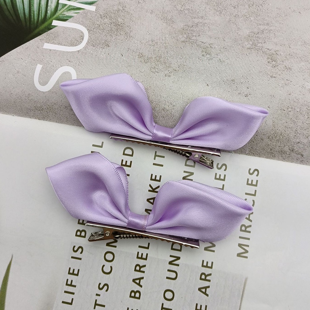 1 Cặp Kẹp Tóc Nơ Satin Thời Trang Nữ Tính