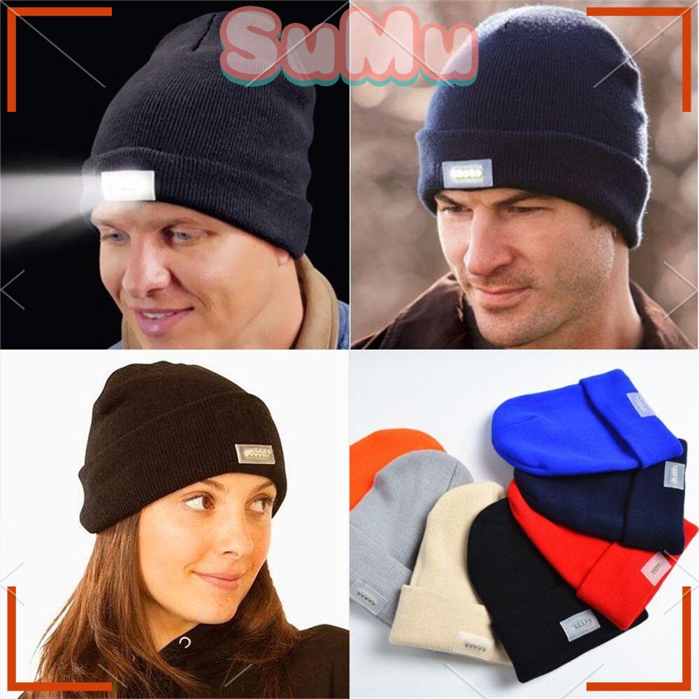 SUMU Mũ Len Lưỡi Trai Có Đèn LED Nhiều Màu Sắc Để Đi Câu Cá Ban Đêm Tiện Dụng